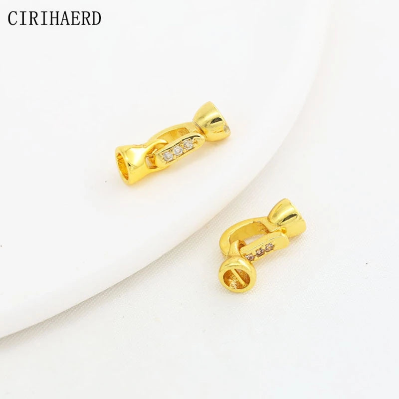 Jewelry Clasps Connectors Fasteners 18K Gold Plated Inlaid Zircon Clasp For Jewelry Bracelets Making Supplies DIY Accessories
