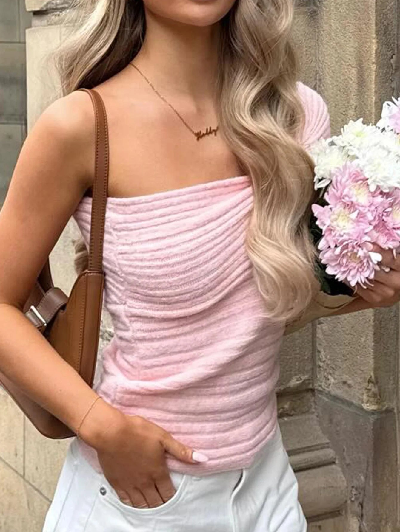 Simple and Elegant Style Strapless Suspender Women's Woolen Clothes