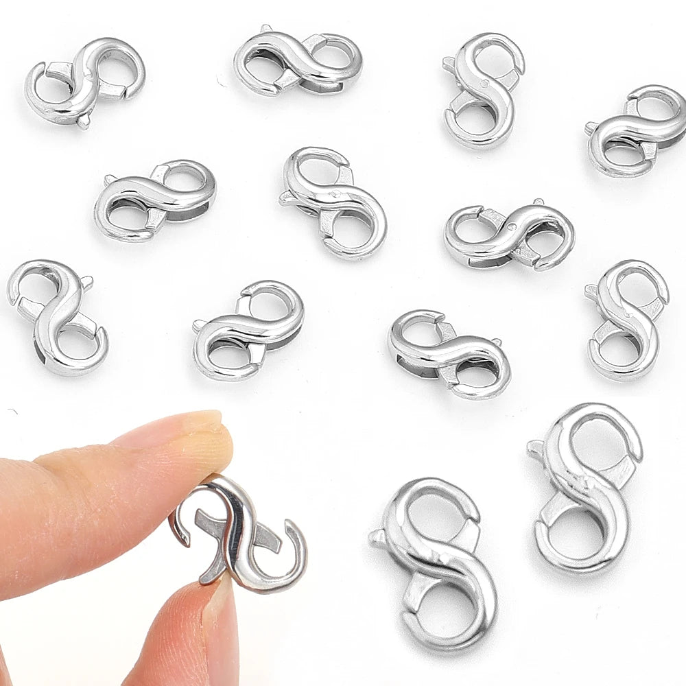 1pcs Stainless Steel Double Headed Claps Hook Titanium steel 8 Shape Buckle Connectors For Jewelry Making DIY Necklace