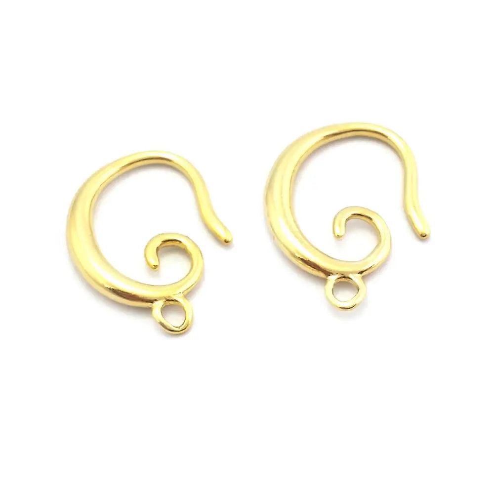 12PCS 10x16MM 11x19MM 18K Gold Color Brass Curling Style Earrings Hooks Jewelry Earrings Making Supplies Findings Accessories
