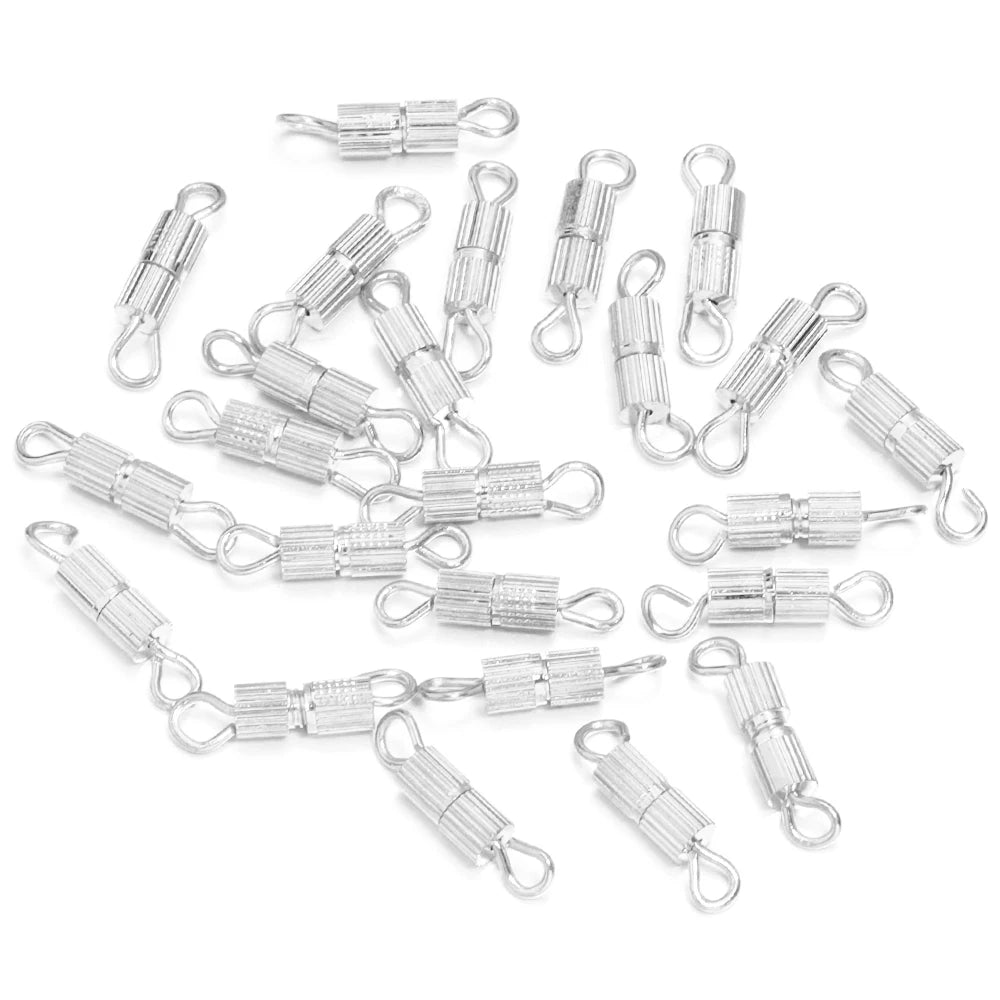 30pcs/lot Metal Cylinder Clasps Fasteners Buckle End Clasps Connector For DIY Jewelry Making Necklace Bracelet Accessories