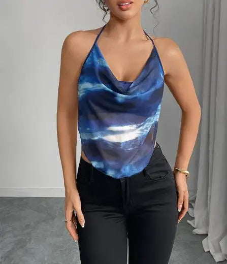 2025 Summer Sexy Camisole Backless Collar Women's Tank Top