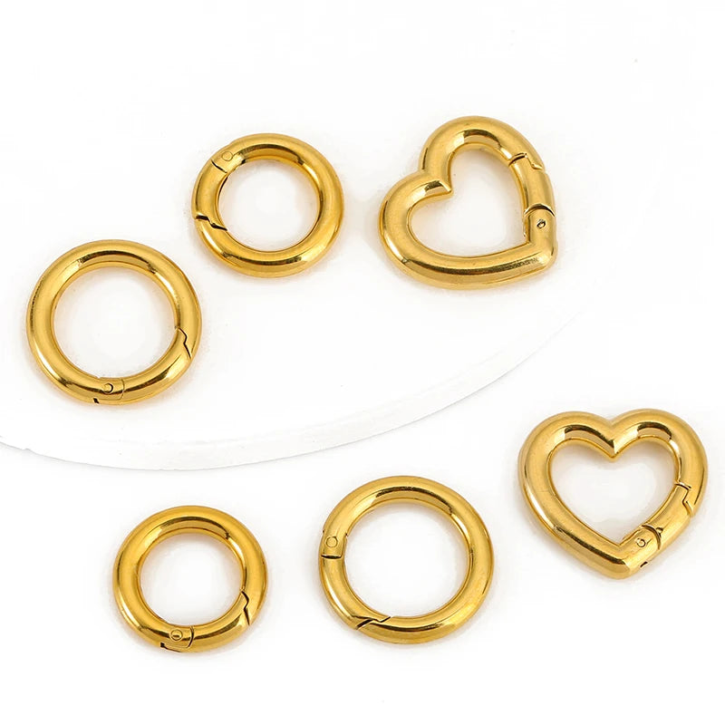 2pcs Stainless Steel Clasps Heart Round Ring Lobster Clasp Hooks Connectors Necklace for DIY Jewelry Making Supplies Accessories