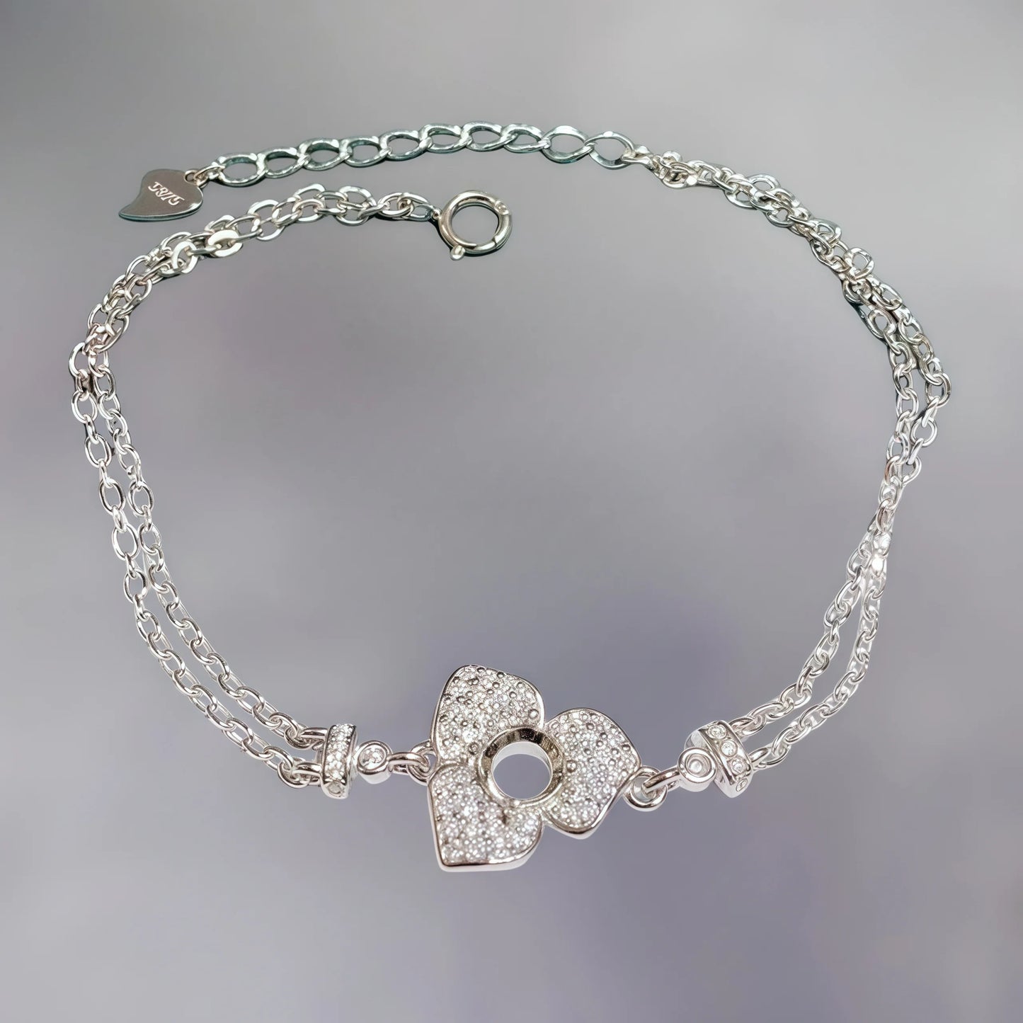 Setting 5mmCircle Stone S925 Sterling Silver DIY Empty Holder Bracelet Fine Sweet Charm Weddings Jewelry Flower Design for Woman