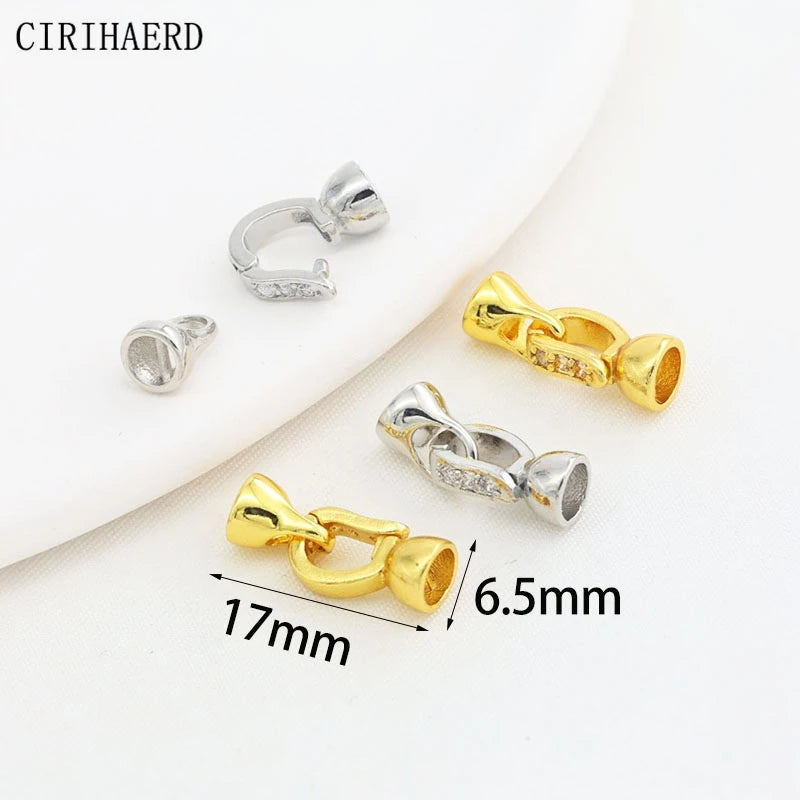 Jewelry Clasps Connectors Fasteners 18K Gold Plated Inlaid Zircon Clasp For Jewelry Bracelets Making Supplies DIY Accessories