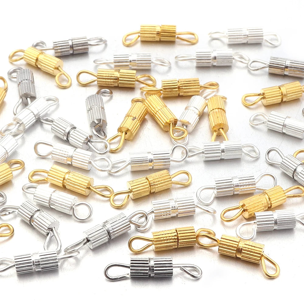 30pcs/lot Metal Cylinder Clasps Fasteners Buckle End Clasps Connector For DIY Jewelry Making Necklace Bracelet Accessories