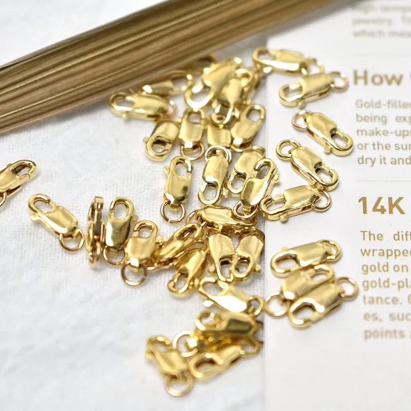 Lobster Clasp 14K Gold Filled Lobster Clasp Open Ring Attached Bulk Wholesale Supplies for Bracelets Necklace Making Jewelry