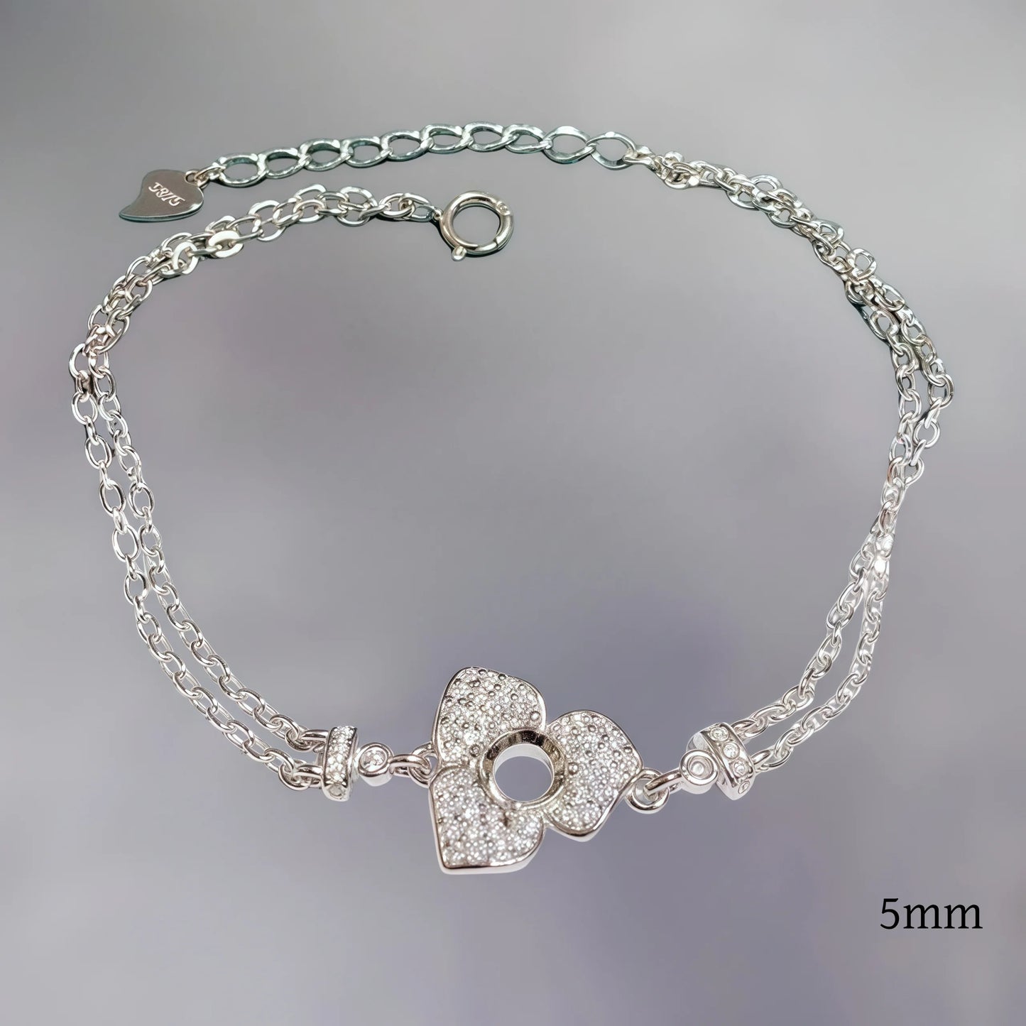 Setting 5mmCircle Stone S925 Sterling Silver DIY Empty Holder Bracelet Fine Sweet Charm Weddings Jewelry Flower Design for Woman