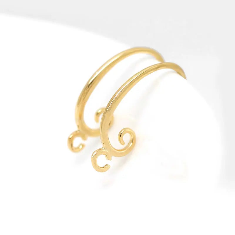 12PCS 10x16MM 11x19MM 18K Gold Color Brass Curling Style Earrings Hooks Jewelry Earrings Making Supplies Findings Accessories