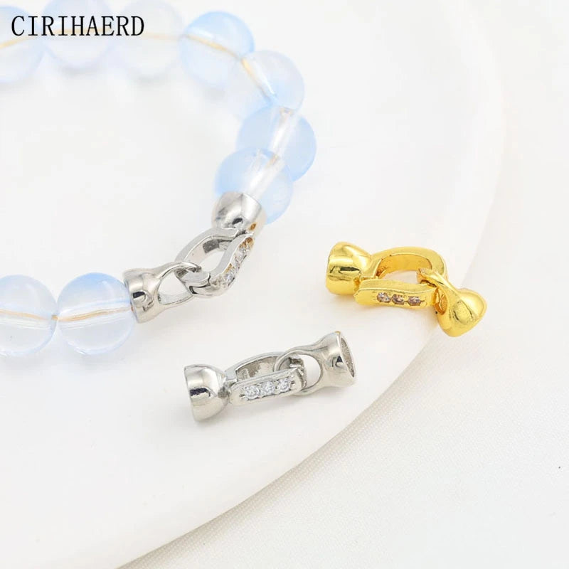 Jewelry Clasps Connectors Fasteners 18K Gold Plated Inlaid Zircon Clasp For Jewelry Bracelets Making Supplies DIY Accessories