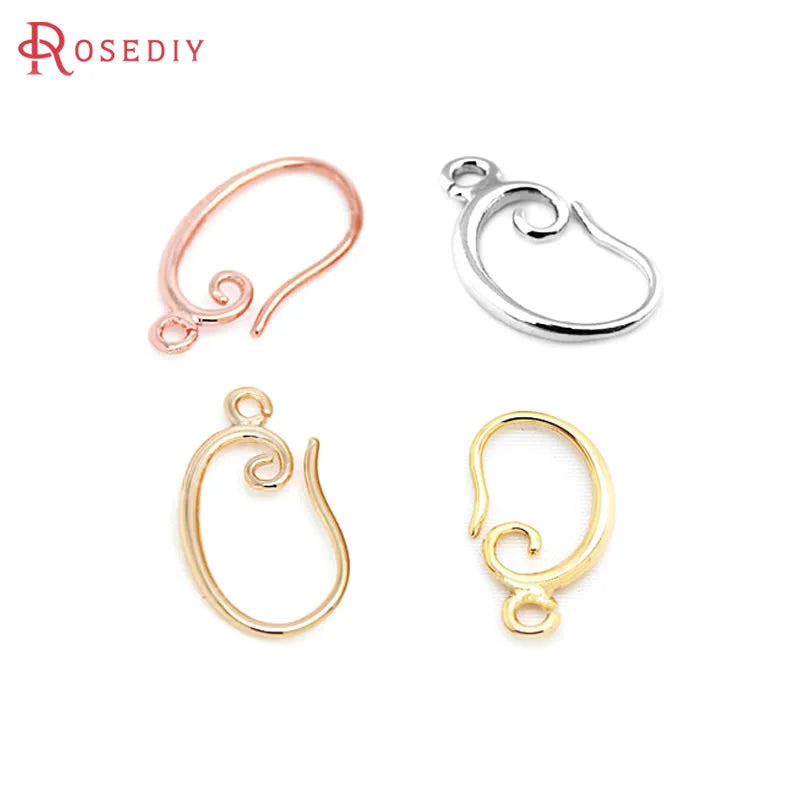 12PCS 10x16MM 11x19MM 18K Gold Color Brass Curling Style Earrings Hooks Jewelry Earrings Making Supplies Findings Accessories