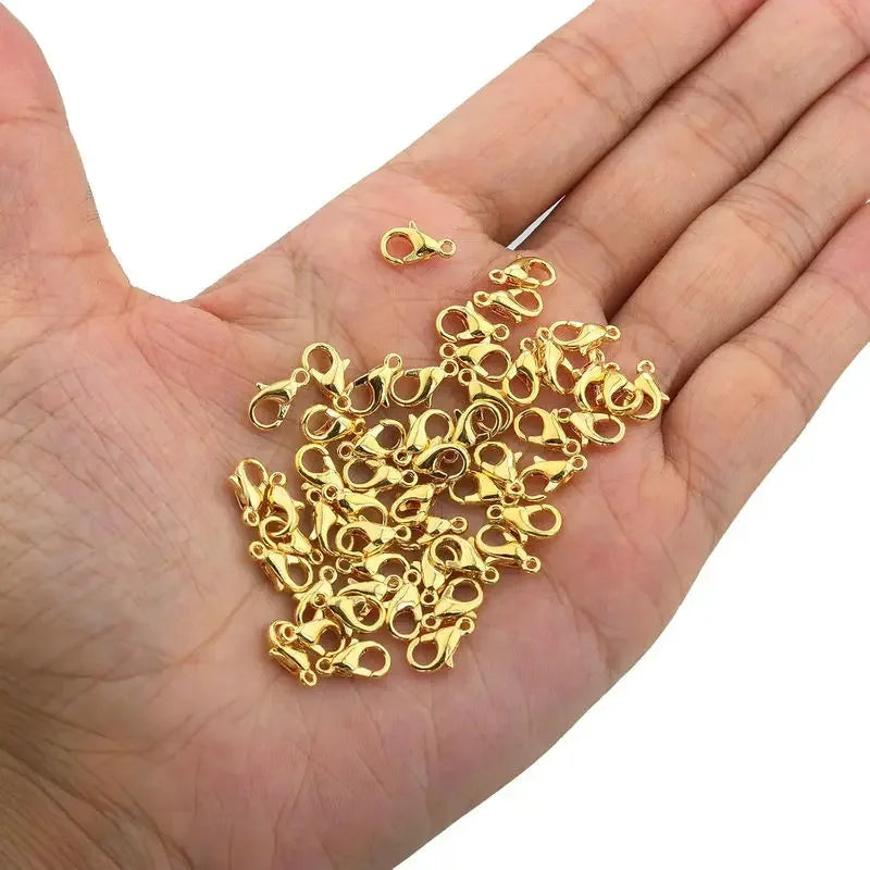 20PCS 18K Gold Plated Lobster Clasps 10/12/14mm Copper Lobster Claw Clasps Bulk for Jewelry Making DIY Necklace Bracelet