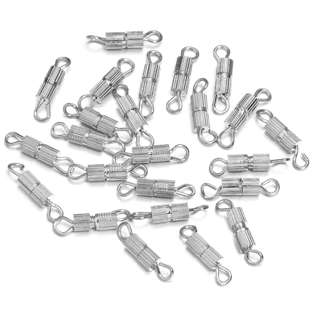30pcs/lot Metal Cylinder Clasps Fasteners Buckle End Clasps Connector For DIY Jewelry Making Necklace Bracelet Accessories