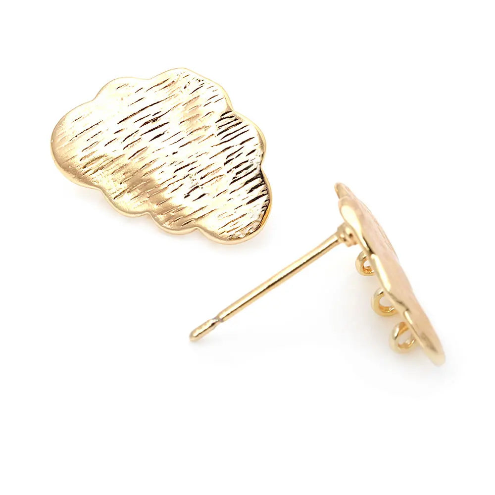 6PCS 18K Gold Color Brass Cloud Stud Earrings Pins Earrings High Quality Diy Jewelry Making Supplies Accessories for Women