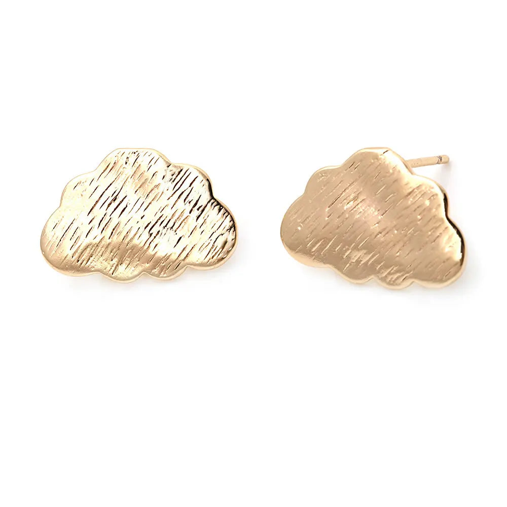 6PCS 18K Gold Color Brass Cloud Stud Earrings Pins Earrings High Quality Diy Jewelry Making Supplies Accessories for Women