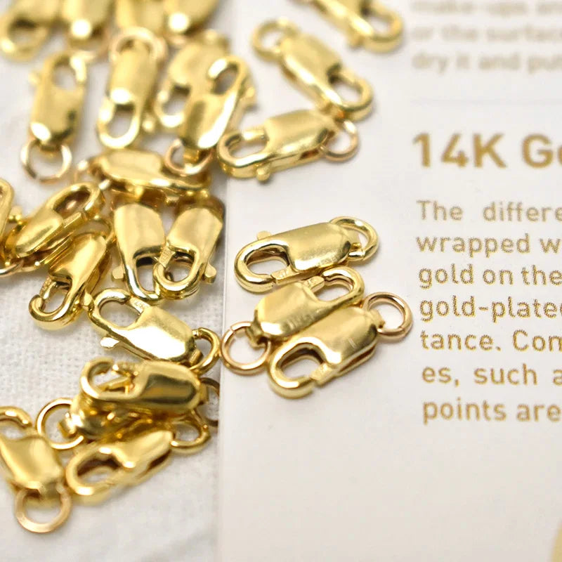 Lobster Clasp 14K Gold Filled Lobster Clasp Open Ring Attached Bulk Wholesale Supplies for Bracelets Necklace Making Jewelry