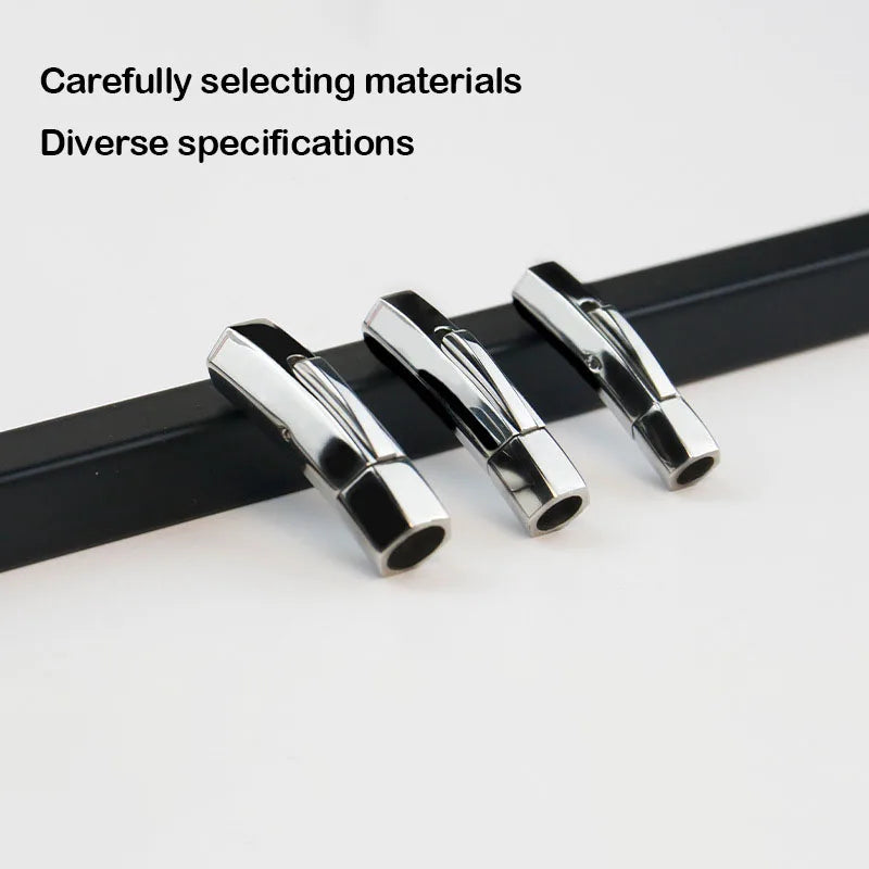 2PCs Stainless Steel Bayonet Clasps 3/4/5/6/8mm Hole Hexagon Push Lock Leather Cord Clasp DIY Bracelet Jewelry Making Supplies