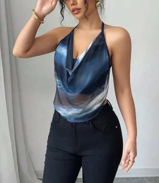 2025 Summer Sexy Camisole Backless Collar Women's Tank Top