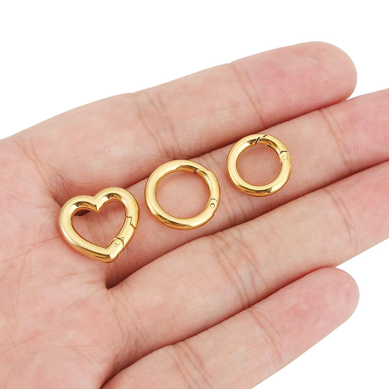 2pcs Stainless Steel Clasps Heart Round Ring Lobster Clasp Hooks Connectors Necklace for DIY Jewelry Making Supplies Accessories