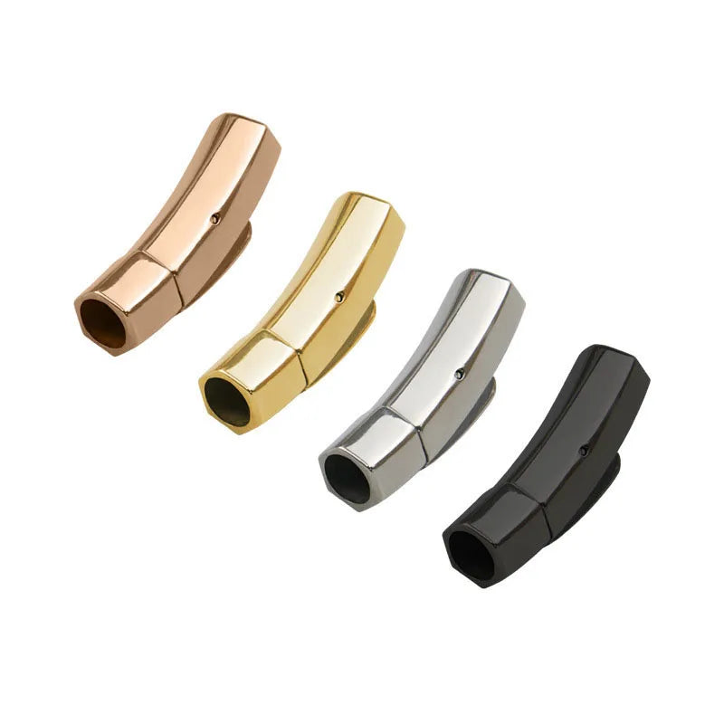 2PCs Stainless Steel Bayonet Clasps 3/4/5/6/8mm Hole Hexagon Push Lock Leather Cord Clasp DIY Bracelet Jewelry Making Supplies