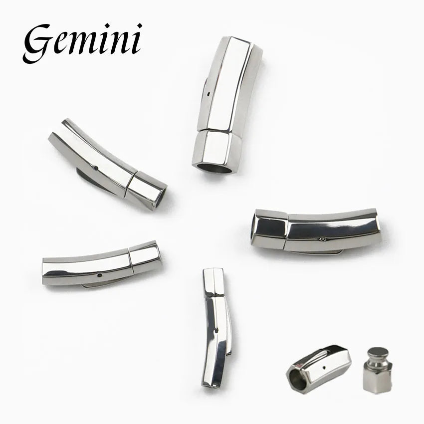 2PCs Stainless Steel Bayonet Clasps 3/4/5/6/8mm Hole Hexagon Push Lock Leather Cord Clasp DIY Bracelet Jewelry Making Supplies