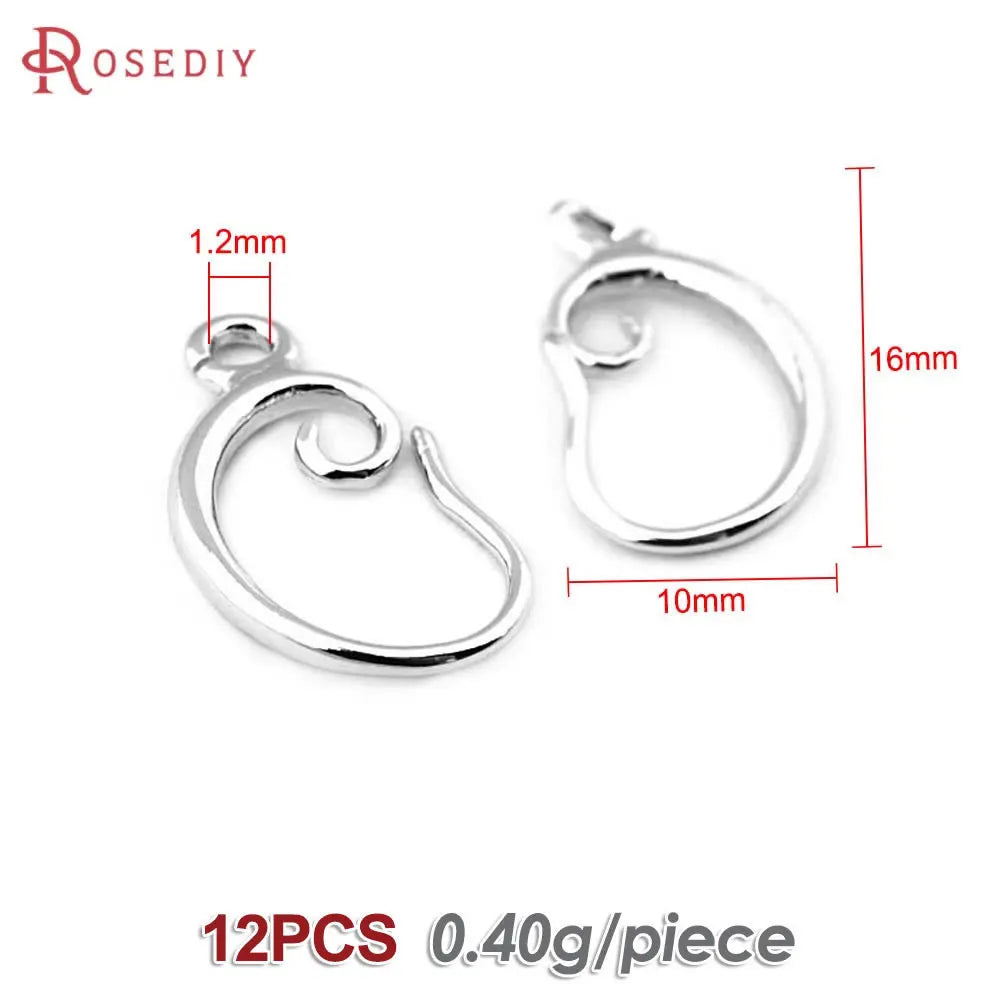 12PCS 10x16MM 11x19MM 18K Gold Color Brass Curling Style Earrings Hooks Jewelry Earrings Making Supplies Findings Accessories
