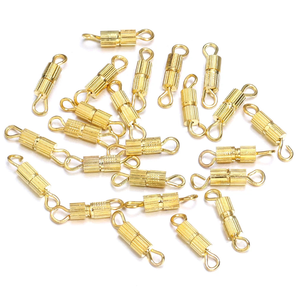 30pcs/lot Metal Cylinder Clasps Fasteners Buckle End Clasps Connector For DIY Jewelry Making Necklace Bracelet Accessories