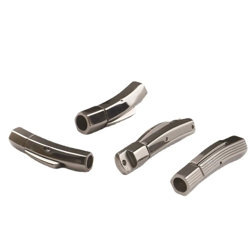 2PCs Stainless Steel Bayonet Clasps 3/4/5/6/8mm Hole Hexagon Push Lock Leather Cord Clasp DIY Bracelet Jewelry Making Supplies