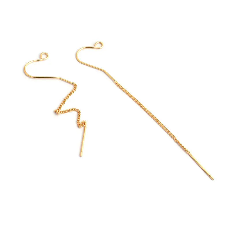 18K Gold Color Tassel Chain Stud Earring Line Connect Chain Women's Earrings High Quality Accessories Rosediy official-website