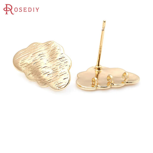 6PCS 18K Gold Color Brass Cloud Stud Earrings Pins Earrings High Quality Diy Jewelry Making Supplies Accessories for Women